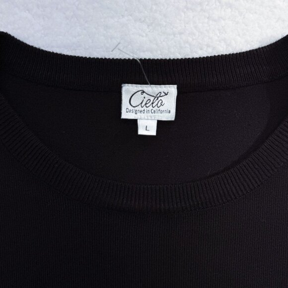 Cielo Striped Crewneck Sweater Nautical Preppy Soft Stretch B & W Womens L NWT - Picture 9 of 11